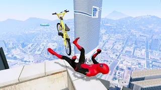 GTA 5 - Spiderman BMX Parkour Jumps Vol.50 (Euphoria Ragdolls)