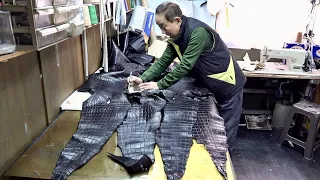 Six Crocodile Hides Turned into Luxury Jacket. Old Leather Master of Korea