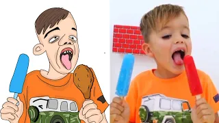 Niki pretend play selling Ice Cream Drawing Meme| Vlad and Niki