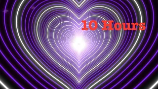 Beautiful Purple  Hearts Tunnel Neon Romance Love 💜Animation Background Video Effects HD. 10 Hours