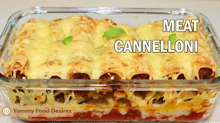 Cannelloni with minced meat | Italian meat dish with béchamel sauce and cheese | Meat cannelloni