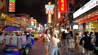 [4K] Chinatown in Bangkok 🇹🇭 Enjoy Street Food at Night in Thailand