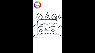 How to Draw a Cute Unicorn Cake | #shorts