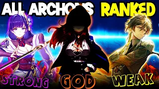 All Seven Archons "RANKED" Weakest to Strongest - Genshin Impact [ updated ]