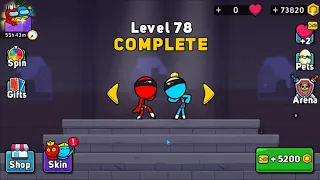 Red and Blue Stickman 2 Level 76 77 78 79 80