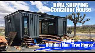 Exploring WEIRD Joshua Tree, CA- Shipping Container Tiny House +Burning Man Festival "Tree House"