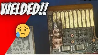 Sad but happens rx 6700xt pciex pins welded, watercooling liquid leak!