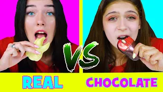 REAL FOOD VS CHOCOLATE FOOD ASMR CHALLENGE
