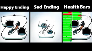 Alphabet Lore Epilogue Ending But With HealthBars vs Sad Ending vs Happy Ending Comparison