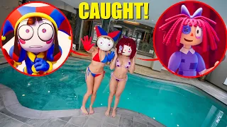 I CAUGHT POMNI AND RAGATHA ON A POOL DATE IN REAL LIFE! (DIGITAL CIRCUS LOVE STORY)