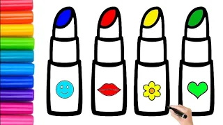 How to draw cute and easy Lipsticks | Easy Drawing, Painting and Coloring for Kids & Toddlers