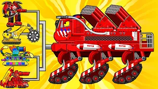 MONSTER TRUCK : Kv-44 Hybrid Fire Truck / Cutter Truck / Choo Choo Charles Robot| Arena Tank Cartoon