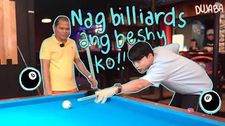 8-ball billiard playing with Pooh at Gaming Point Sports Bar!