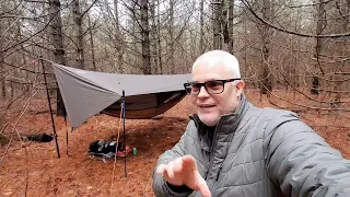 Thick Forest Day Camping - Tarp Tent Setup with Green Elephant Tarp Poles