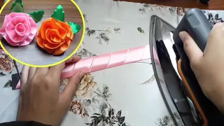 DIY- Amazing ribbon flower trick  / how to make Easy ribbon ROSES !