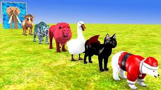 Paint Animals Cow Gorilla Duck Lion Tiger Dinosaur Dog Mammoth Elephant Fountain Crossing Animals