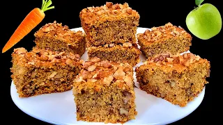 The best diet cake with oats, apple and carrot! You will want to make it every day!