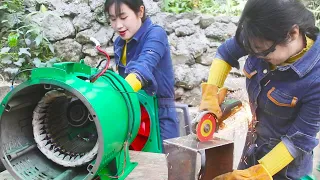 😮Powerful girls fix 30kw generator and show her excellent skills! The machine is very powerful, now