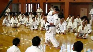 Shihan Okazaki demonstrates the application of the kata's techniques