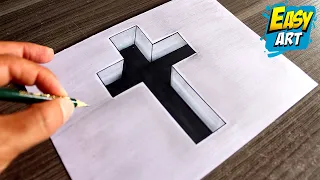 🔴 How to Draw the HOLY CROSS in 3D with Depth - Free 3D Drawing Course - Easy Art