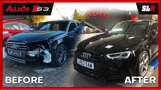 REBUILDING and FACELIFTING a Salvage Audi S3 8v in 10 mins - like THROTL