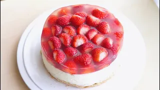 How to make strawberry rare cheesecake by just mixing No oven required Recipe