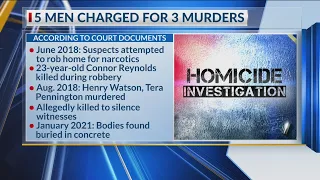 Five men charged for three murders
