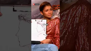 Zendaya Draws Tom Holland 😯 #shorts #zendaya #tomholland #jacobbatalon #spiderman #marvel #avengers