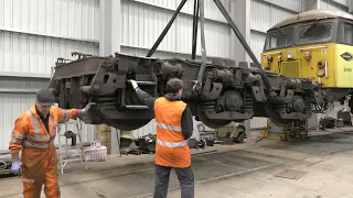 Amazing Class 56 locomotive lift at Bo'ness.  4K