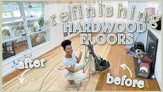 I REFINISHED THE HARDWOOD FLOORS IN OUR 1950'S FIXER UPPER| Sanding Floors & Swatching Stain #diy