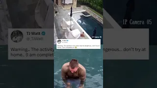 T.J. Watt wipes out cleaning his pool 😅🏊‍♂️