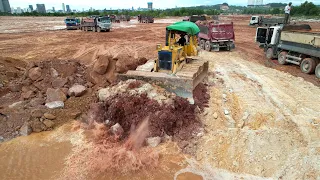 Ep104.Process land fill by #trucks adding stones, pushing them with #dozers is absolutely fantastic!
