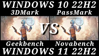 3DMark, PassMark, Geekbench, Novabench, CrystalDiskMark - Windows 10 22H2 vs Windows 11 22H2