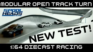 Diecast Racing - 3D Printed Hot Wheels Open Track Modular Turn Test Footage