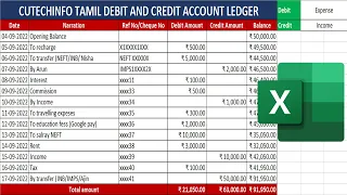 Ledger in excel | Bank pass book ledger entry in excel