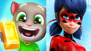 Talking Tom Gold Run VS Miraculous Ladybug and Cat Noir Gameplay