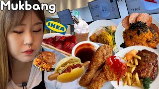 Outdoor Mukbang | Foods trip to IKEA in Korea. Kimchi fried rice, pork rib, salmon, hot dog, etc.