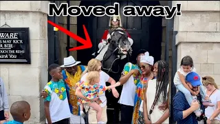 OMG! This Is Not DISNEYLAND!  Guard Uses  The Horse To Moved These Rude Tourists