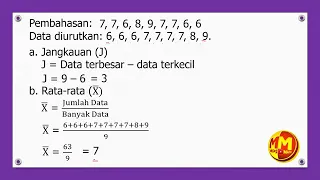 Jangkauan, Rata-rata (mean), Median dan Modus Data Tunggal