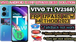 Vivo T1 44w Frp Bypass|| Vivo v2168  Google Account Bypass Without Pc|| New Method Android 13 Update