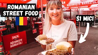 Trying Romanian STREET FOOD in BUCHAREST!! INSANE Mici at OBOR Market, ROMANIA! (SO CHEAP)