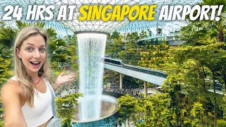 LIVING 24 HOURS AT THIS CRAZY LUXURY AIRPORT! 😱 Singapore Changi Airport