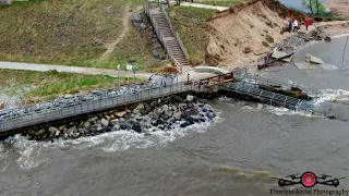 Washing Away! River Walk Flooded as more High Water & Winds hit 4K Drone Footage