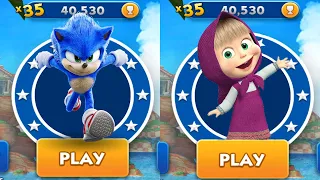 Sonic Dash vs Masha and Bear Run - Movie Sonic vs All Bosses Zazz Eggman All 62 Characters Unlocked