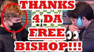 16 Year Old Hustler TAKES GM Hikaru's Bishop For FREE! GM Hikaru Nakamura vs Dust David