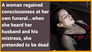 A woman regained consciousness at her own funeral..when she heard her husband and his mist