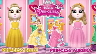 My talking angela 2 💛Princess Belle vs Princess Aurora 💗 Princess Disney cosplay🌈💋