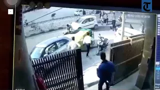 Watch: CCTV footage of an auto ferrying students that overturned in Ludhiana