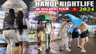 🌧️HANOI Rainy Night Walk🎧Nightlife VIETNAM 🇻🇳 the City Walking Tour 4K  ⛈️