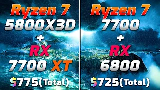 Ryzen 7 5800X3D + RX 7700 XT vs Ryzen 7 7700 + RX 6800 | PC Gameplay Tested